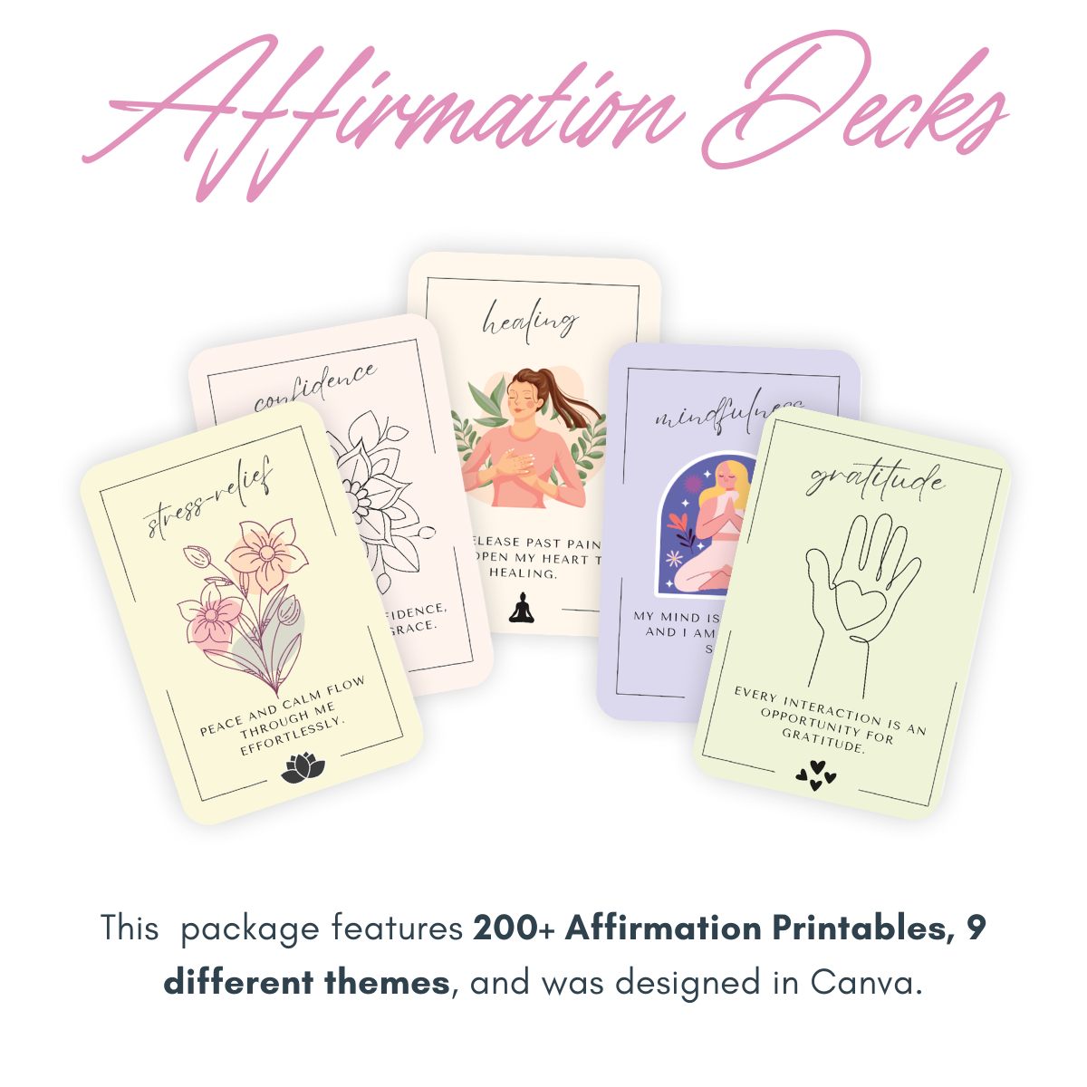 Cartes imprimables : 9 jeux d'affirmations 