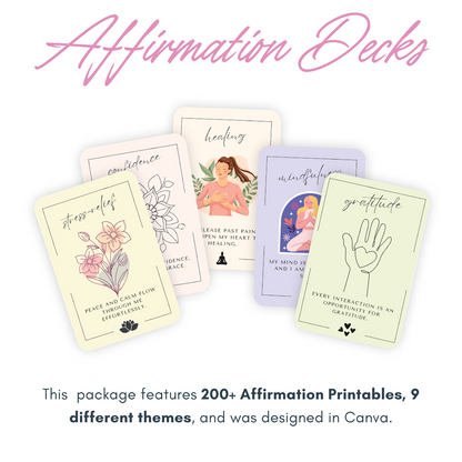 Cartes imprimables : 9 jeux d'affirmations 